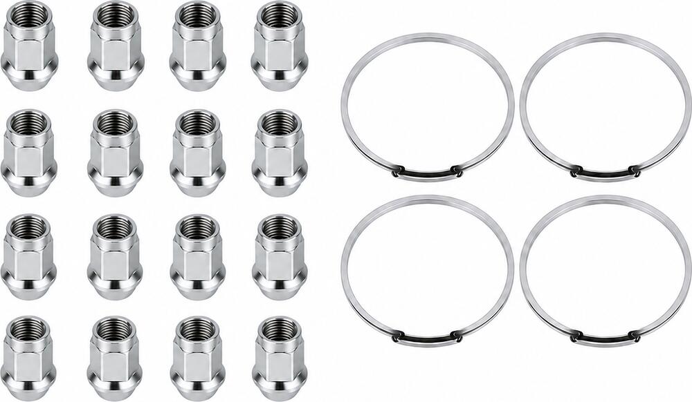 Монтажный комплект OZ Racing 81710071 для Hyundai, Mitsubishi, Volvo и Kia: 16 открытых гаек D21 M12x1,5, конус 60°, SW21, высота 25 мм, 4 кольца L 75/67,1 мм со стопорами