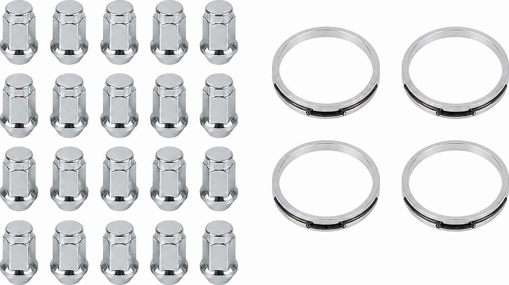 Монтажный комплект OZ Racing 81710083 для Chrysler и Chevrolet: 20 закрытых гаек D6 M12x1,5, конус 60°, SW19, высота 34 мм, 4 кольца S 68/57,06 мм со стопорами