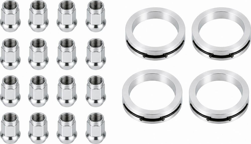 Монтажный комплект OZ Racing 81710136 для Mazda и Toyota: 16 открытых гаек D21 M12x1,5, конус 60°, SW21, высота 25 мм, 4 кольца L 75/54,06 мм со стопорами