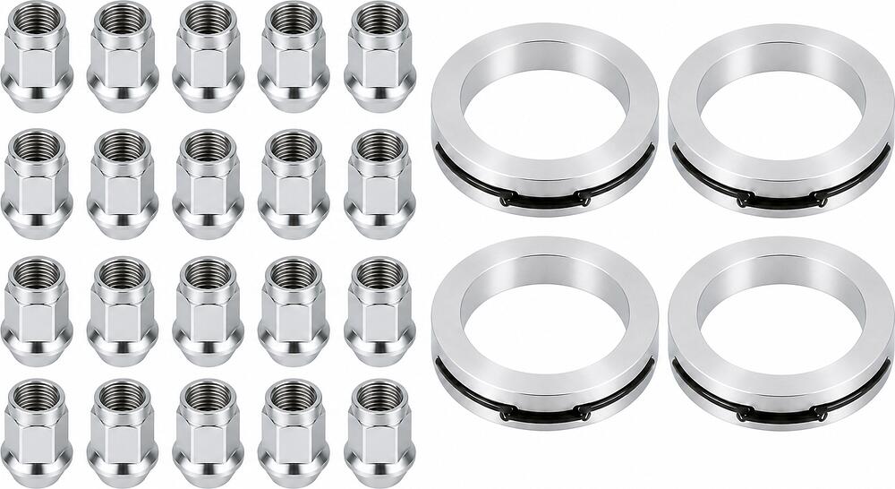 Монтажный комплект OZ Racing 81710197 для Toyota и Lexus: 20 открытых гаек D21 M12x1,5, конус 60°, SW21, высота 25 мм, 4 кольца XL 79/60,1 мм со стопорами