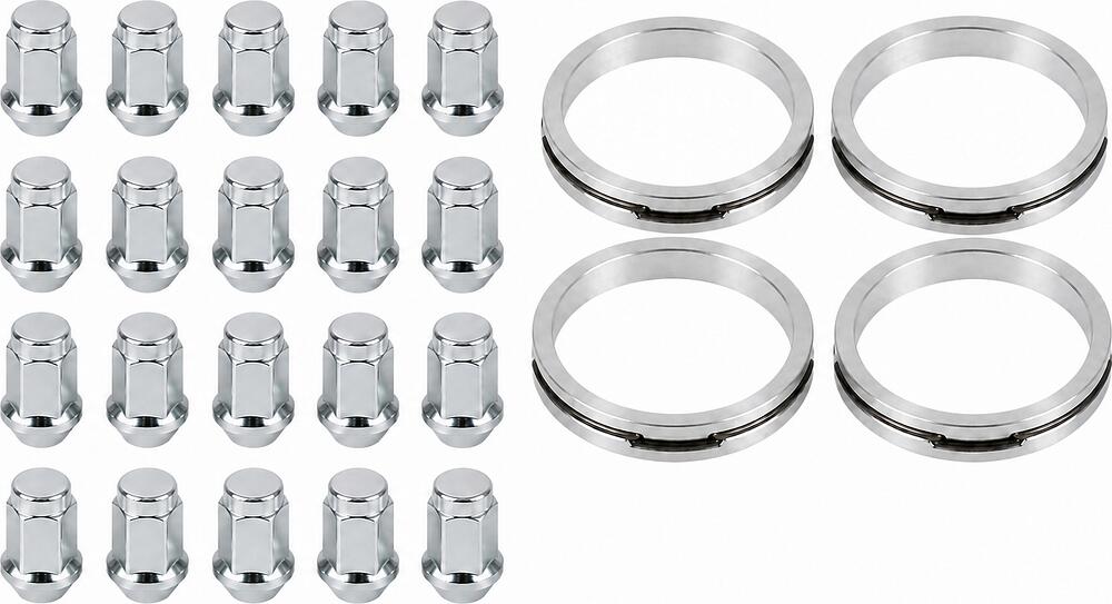 Монтажный комплект OZ Racing 81710312 для Honda, Cadillac и Pontiac: 20 закрытых гаек D6 M12x1,5, конус 60°, SW19, высота 34 мм, 4 кольца XL 79/70,3 мм со стопорами