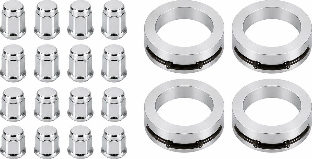 Монтажный комплект OZ Racing 81710342 для Hyundai, Mazda и Toyota: 16 закрытых гаек D8 M12x1,5, конус 60°, SW21, высота 34 мм, 4 кольца L 75/54,06 мм со стопорами