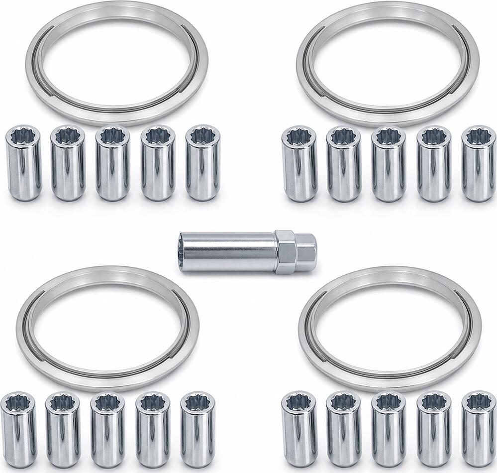 Монтажный комплект OZ Racing 81710440: 20 гаек DST20A M12x1,5, конус 60°, 4 кольца L 75/67,1 мм со стопорами и ключ CH19