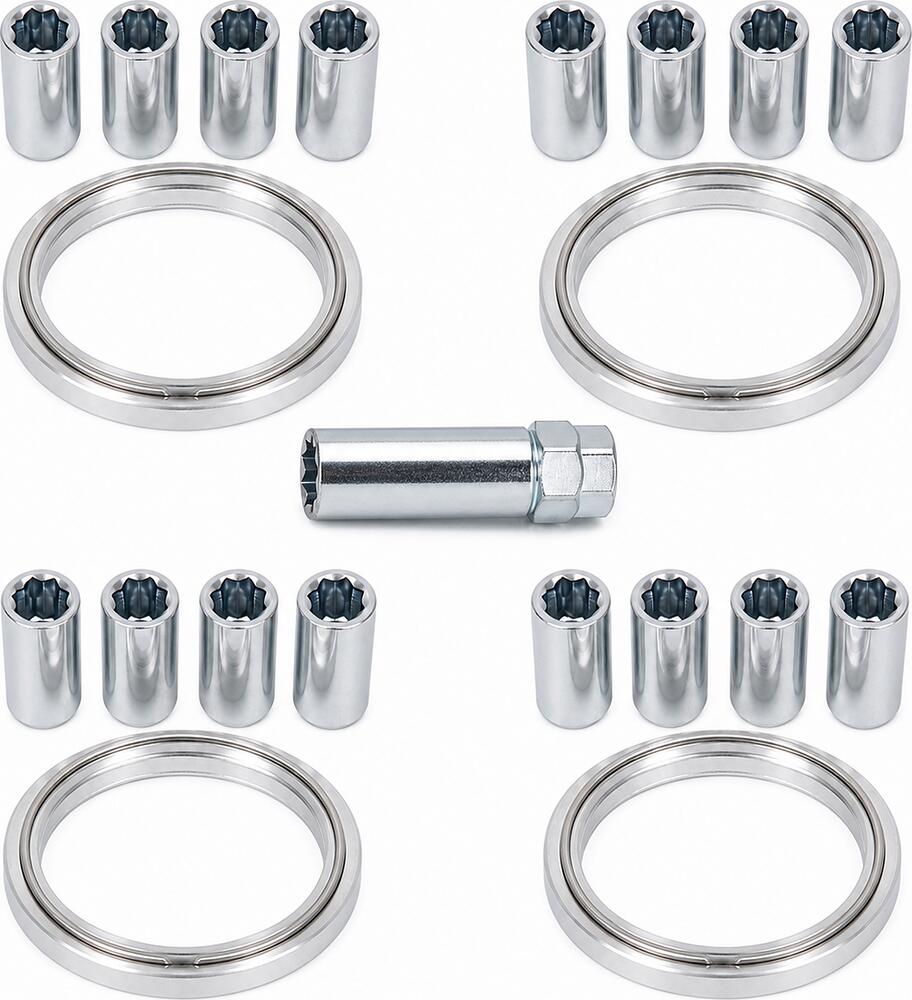 Монтажный комплект OZ Racing 81710484: 16 гаек DST20B M12x1,25, конус 60°, 4 кольца S 68/59,06 мм со стопорами и ключ CH19