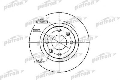 PATRON Диск тормозной передн CITROEN: BX 82-93, BX Break 83-94, PEUGEOT: 305 I 77-82, 305 II 82-90, 305 II Break 82-88, 405 I 87-92, 405 I Break 88-92, 405 II 92-95, 4 (PBD1216)