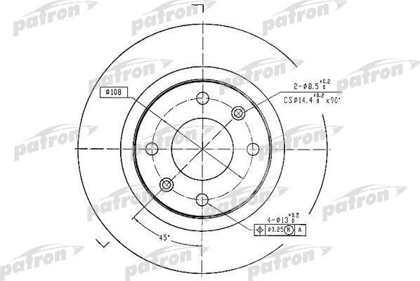 PATRON Диск тормозной передн CITROEN: BERLINGO 96-, BERLINGO фургон 96-, BX 8 (PBD1220)