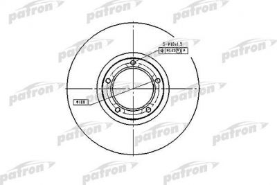 PATRON Диск тормозной передн FORD: TRANSIT c бортовой платформой 85-92, TRANSIT c бортовой платформой 77-86, TRANSIT автобус 85-92, TRANSIT автобус 77-86, TRANSIT фург (PBD1653)