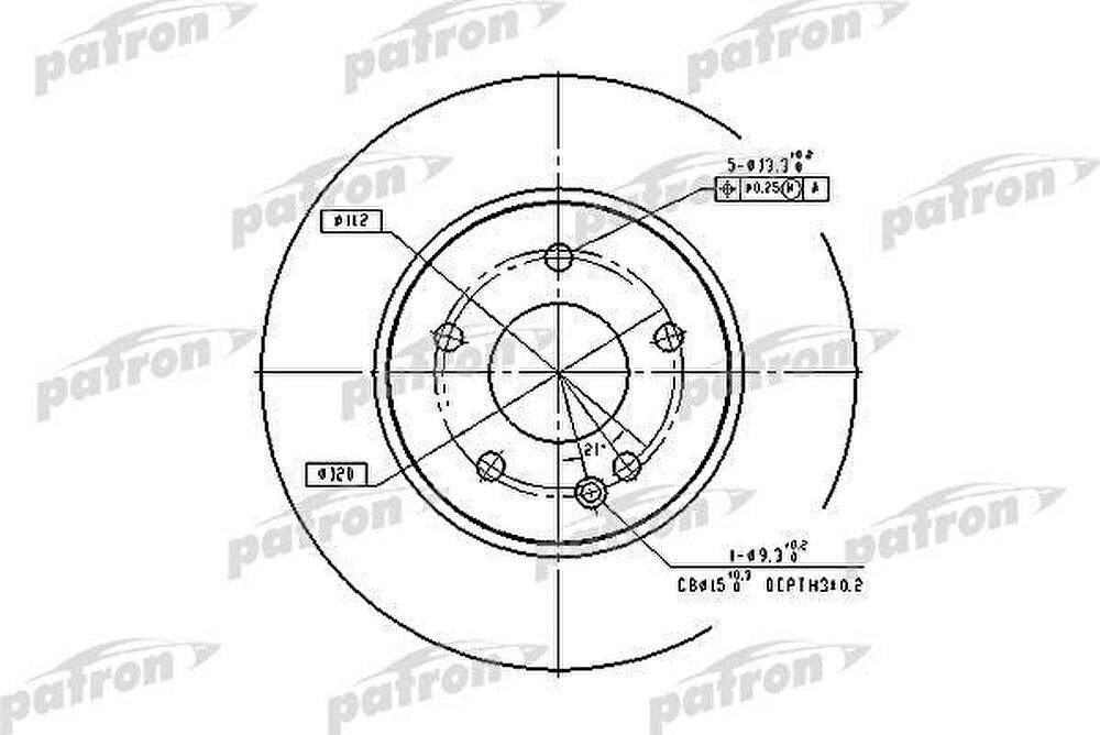 PATRON Диск тормозной передн MERCEDES-BENZ: C-CLASS 93-00, C-CLASS универсал 96-01, CLK 97-02, CLK кабрио 98-02, E-CLASS 95-02, E-CLASS универсал 93-96, E-CLASS универ (PBD2779)