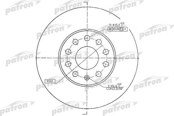 PATRON Диск тормозной передн AUDI: A3 03-, A3 Sportback 04-, SEAT: ALTEA 04-, LEON 05-, TOLEDO III 04-, SKODA: OCTAVIA 04-, OCTAVIA Combi 04-, SUPERB 02-, VW: CADDY II (PBD4295)