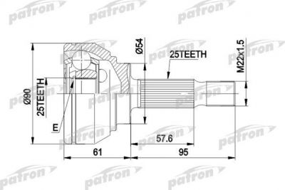 PATRON ШРУС наружн к-кт VOLVO: S40 I 95-03, V40 универсал 95-04 (PCV1006)