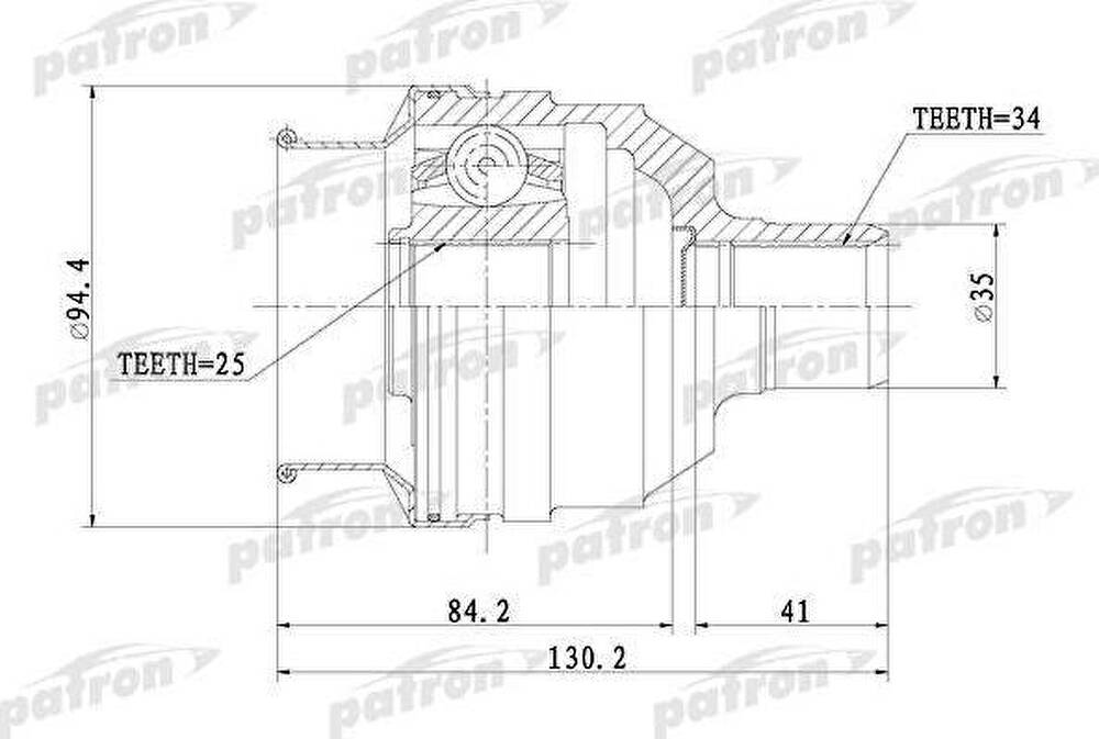 PATRON ШРУС внутренний 25x35x34 OPEL: CALIBRA A 90-97, VECTRA A 89-95, VECTRA A хечбэк 89-95, SAAB: 900 II 93-98, 900 II кабрио 93-98, 900 II купе 93-98 (PCV1072)
