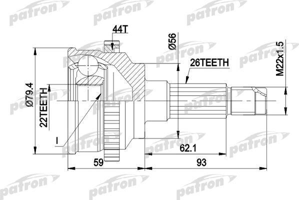 PATRON ШРУС наружн к-кт MAZDA: 323 BG 1.6 / 1.6 16v / 1.8 16v 89-95 [USA] (PCV1141)