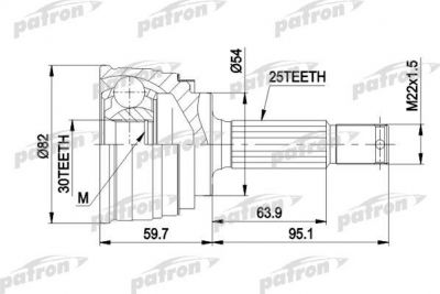 PATRON ШРУС наружн к-кт MITSUBISHI: COLT 1.6/1.8 94-, GALANT 1.8 92-96 (PCV1329)