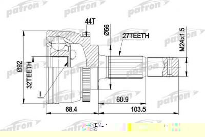 PATRON ШРУС наружн к-кт NISSAN: PRIMERA 2.0TD 96- (PCV1349)
