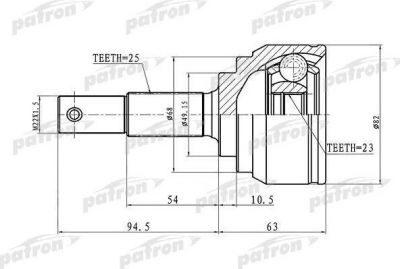 PATRON ШРУС наружный 25x49.2x23 NISSAN TIIDA C11 05- (PCV1418)