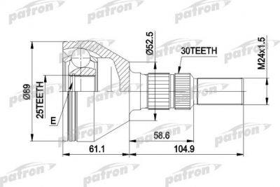 PATRON ШРУС наружн к-кт FIAT: CROMA 05 -, OPEL: SIGNUM 03 -, VECTRA C 02 -, VECTRA C GTS 02 -, VECTRA C универсал 03 -, VAUXHALL: SIGNUM 03 -, VECTRA Mk II 0 (PCV1420)