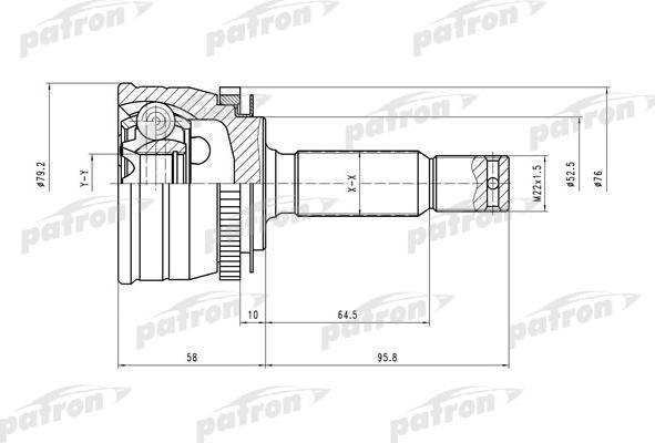 PATRON ШРУС наружн к-кт HYUNDAI: Getz 02- [A:25, B:22, ABS:48] (PCV1545)