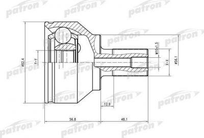 PATRON ШРУС наружн к-кт FORD: Focus II/C-MAX 04- (PCV1563)
