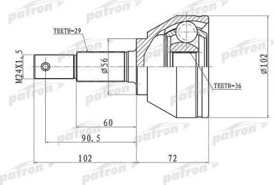 PATRON ШРУС наружн Nissan: Qashqai/X-Trail 2.0DCi 07> (PCV1698)