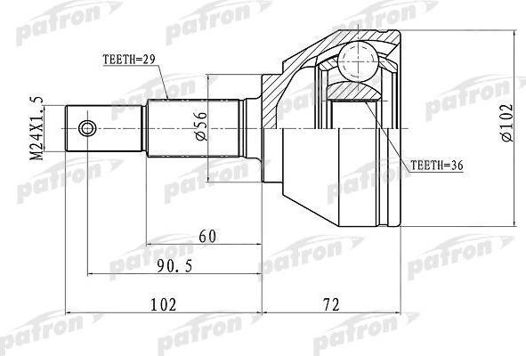 PATRON ШРУС наружн Nissan: Qashqai/X-Trail 2.0DCi 07> (PCV1698)