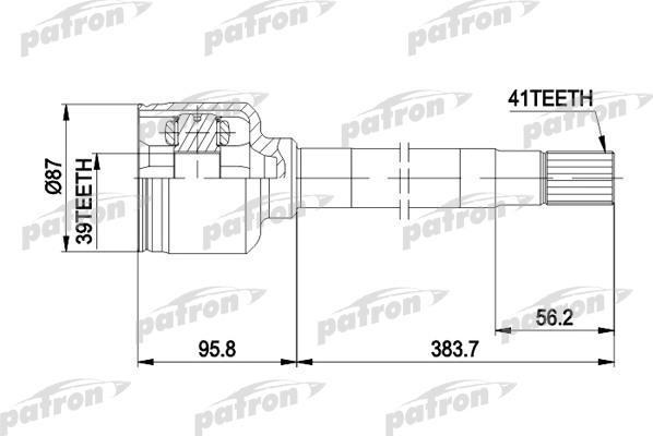 PATRON ШРУС внутр к-кт [A:41, B:39, D:87] CITROEN: JUMPER бортовой 94-02, JUMPER автобус 94-02, JUMPER фургон 94-02, FIAT: DUCATO бортовой 94-02, DUCATO авто (PCV5014)