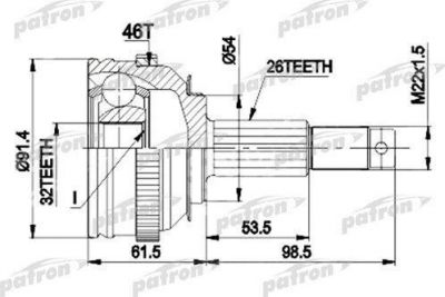 PATRON ШРУС наружн к-кт CHRYSLER: CIRRUS, SEBRING 95-99, DODGE STRATUS 95-99, PLYMOUTH BREEZE 95-99 - С ABS (PCV9491)