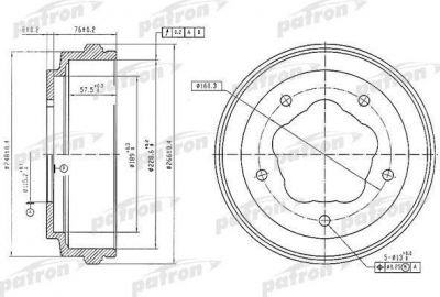 PATRON Барабан тормозной задн FORD: P 100 II 87-, TRANSIT c бортовой платформой 85-92, TRANSIT автобус 85-92, TRANSIT фургон 85-92 (PDR1062)
