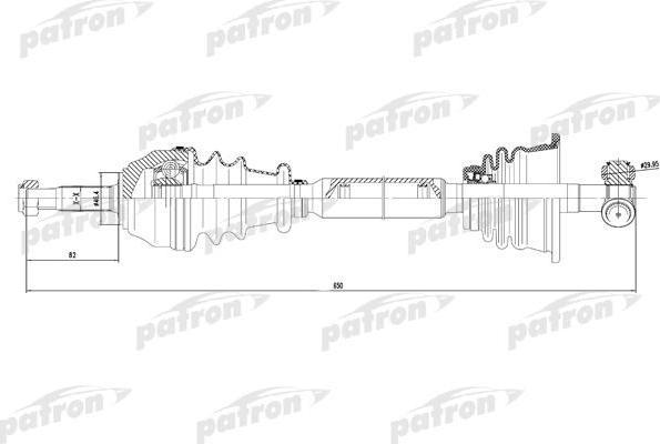 PATRON Полуось лев RENAULT: 19 1.2/1.4 JB4/5 88> (PDS0048)