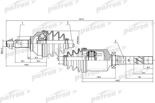 PATRON Полуось прав OPEL: Vivaro, RENAULT:Traffic 2.0 16V/1.9Di 01> (PDS0378)