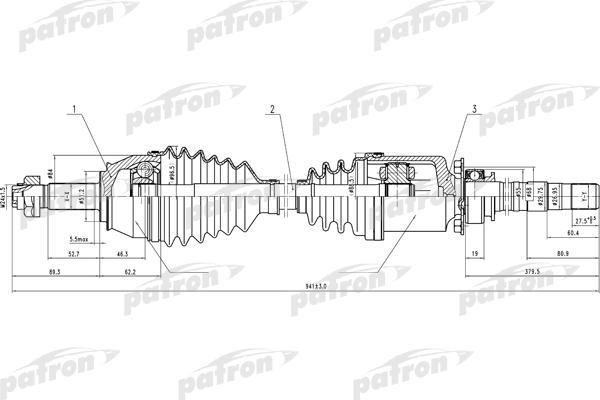 PATRON Полуось прав FIAT: Doblo 1.3/1.9JTD 01> (PDS0636)