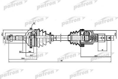PATRON Полуось лев PEUGEOT: 206 SW 1.1/1.4 02-, 206 Наклонная задняя часть 1.1 i/1.4 i 98- (PDS1381)