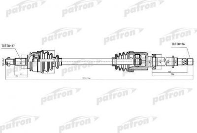 PATRON Полуось прав Renault: Kangoo 1.6/1.6 16V/1.5dCi 05> 922mm (PDS4994)
