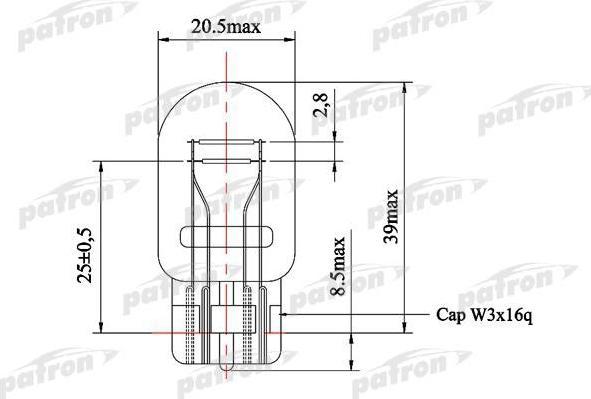 Patron PLW21/5 лампа накаливания, фонарь сигнала тормож./ задний на TOYOTA YARIS VERSO (_NLP2_, _NCP2_)