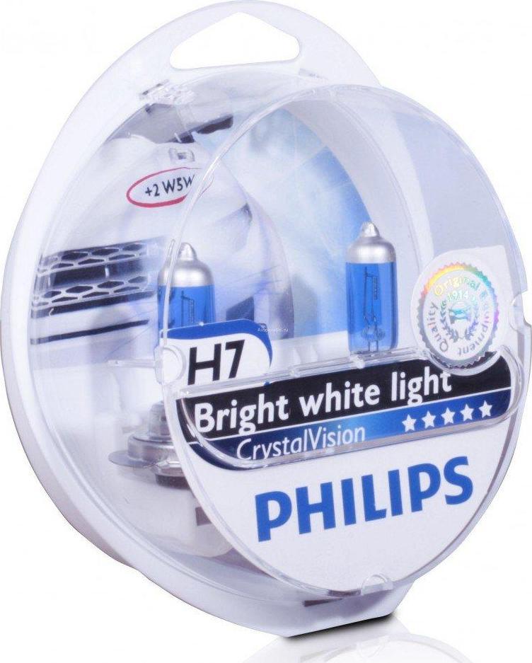 PHILIPS Лампы H7+W5W 12V 55W PX26d Crystal Vision PHILIPS (2шт.) (48983828)