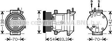 Prasco DWK071 компрессор, кондиционер на CHEVROLET AVEO седан (T200)