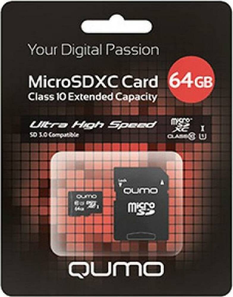 Карта памяти QUMO, Secure Digital Micro 64Gb, SDXC, class 10