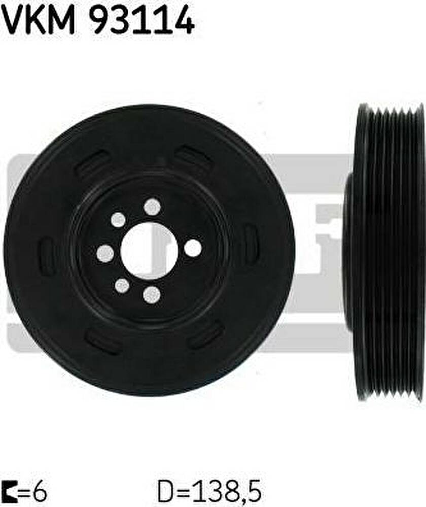 SKF VKM93114 Шкив коленвала AUDI, SEAT, SKODA, VW A3 (8L1), A3 (8P1), A4 (8D2, B5) / A4 Avant (8D5, B5), A4 (8EC) / A4 Avant (8ED), TT (8N3), ALHAMBRA, ALTEA / ALTEA XL, CORDOBA (6K2), CORDOBA (6L2), IBIZA III (6K (06A105243E)
