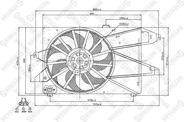 Stellox 29-99333-SX вентилятор, охлаждение двигателя на FORD MONDEO III седан (B4Y)