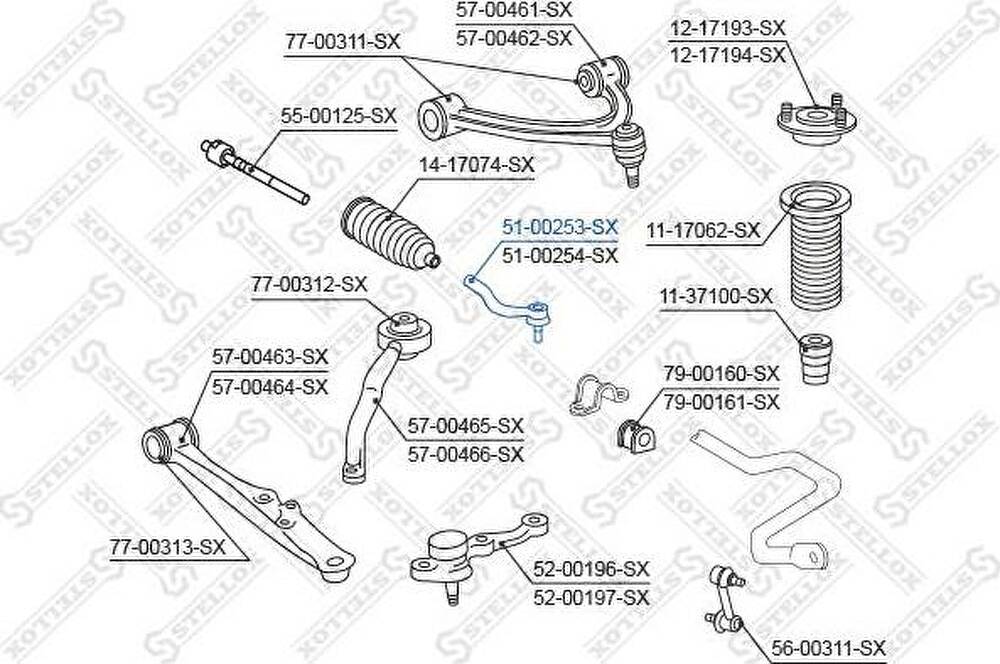 Stellox 51-00253-SX наконечник поперечной рулевой тяги на TOYOTA HIACE II Wagon (LH7_, LH5_, LH6_, YH7_, YH6_, YH5_)
