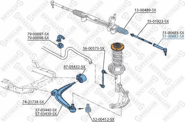 Stellox 51-00682-SX наконечник поперечной рулевой тяги на OPEL VECTRA C GTS