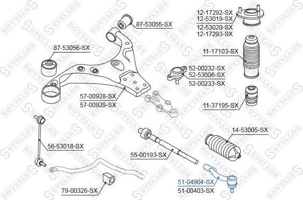 Stellox 51-04904-SX наконечник поперечной рулевой тяги на HYUNDAI TUCSON (JM)