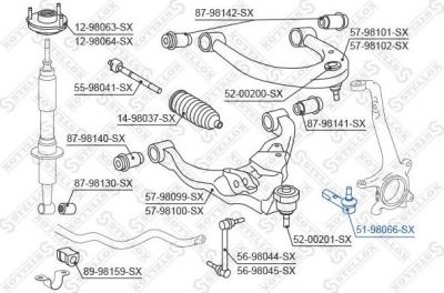 Stellox 51-98066-SX наконечник поперечной рулевой тяги на TOYOTA LAND CRUISER (LJ12_, KZJ12_, TRJ12_, KDJ12_, GRJ12_)