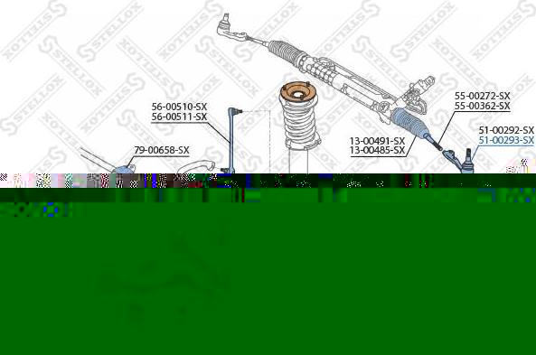 STELLOX 51-00293-SX наконечник рулевой правый! E90/E91/E87 04> (5100293SX)