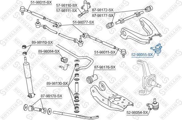Stellox 52-98055-SX несущий / направляющий шарнир на TOYOTA HILUX II пикап (LN8_, RN5_, LN6_, YN6_, YN5_, LN5_, RN6_)