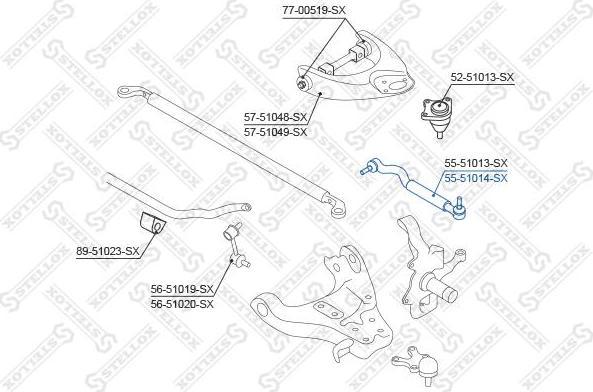 Stellox 55-51014-SX осевой шарнир, рулевая тяга на HYUNDAI TERRACAN (HP)