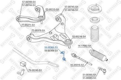 Stellox 56-00368-SX тяга / стойка, стабилизатор на NISSAN NAVARA (D40)
