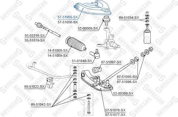 Stellox 57-51055-SX рычаг независимой подвески колеса, подвеска колеса на HYUNDAI H100 автобус (P)