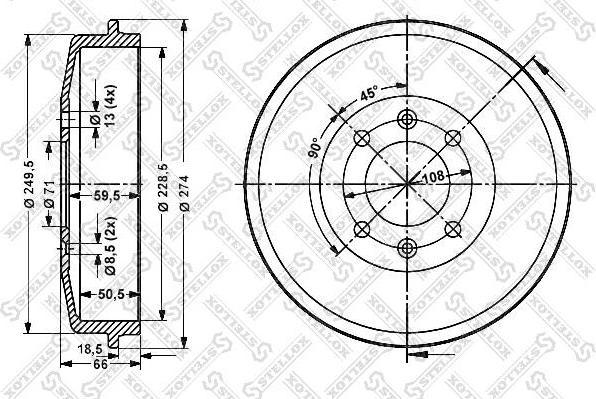 Stellox 6025-3708-SX тормозной барабан на PEUGEOT 406 Break (8E/F)