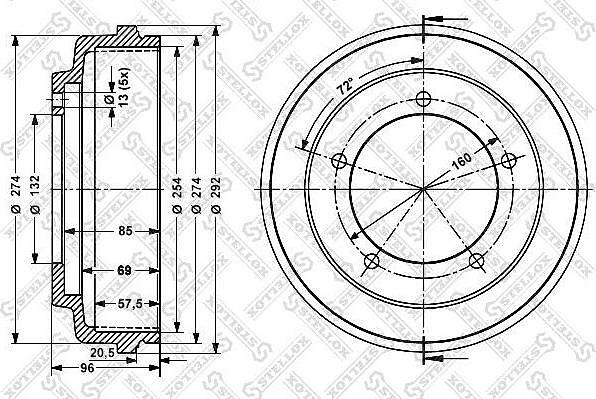 Stellox 6026-2508-SX тормозной барабан на FORD TRANSIT c бортовой платформой/ходовая часть (E_ _)