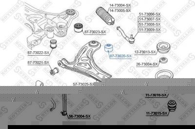 Stellox 87-73020-SX подвеска, рычаг независимой подвески колеса на CHEVROLET AVEO Наклонная задняя часть (T250, T255)